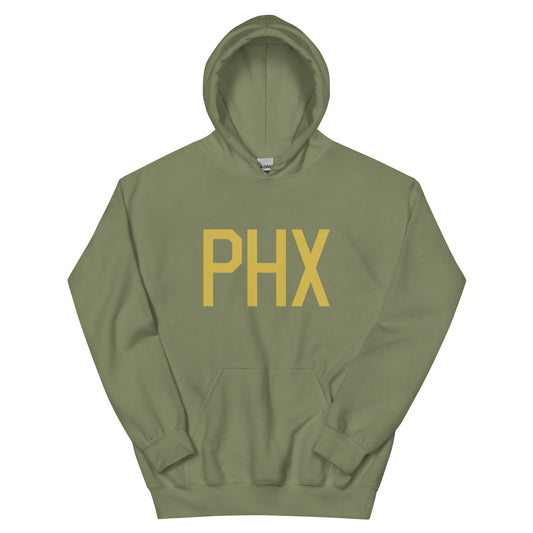 PHX Phoenix Unisex Hoodie • Air Force Lettering in Old Gold • YHM Designs - Image 02