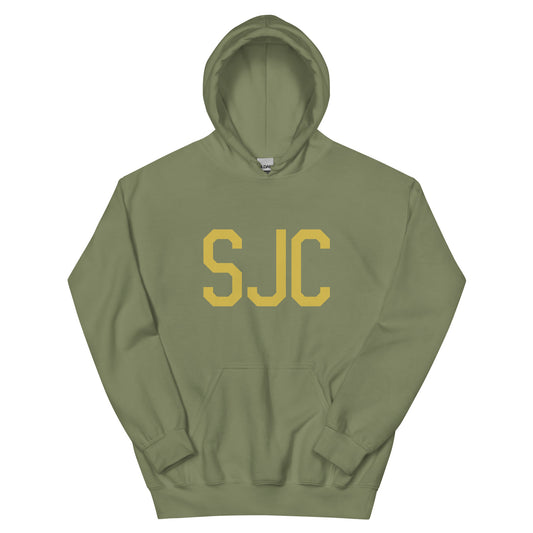 SJC San Jose Unisex Hoodie • Air Force Lettering in Old Gold • YHM Designs - Image 02
