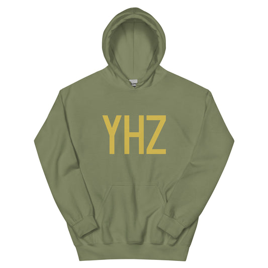 YHZ Halifax Unisex Hoodie • Air Force Lettering in Old Gold • YHM Designs - Image 02