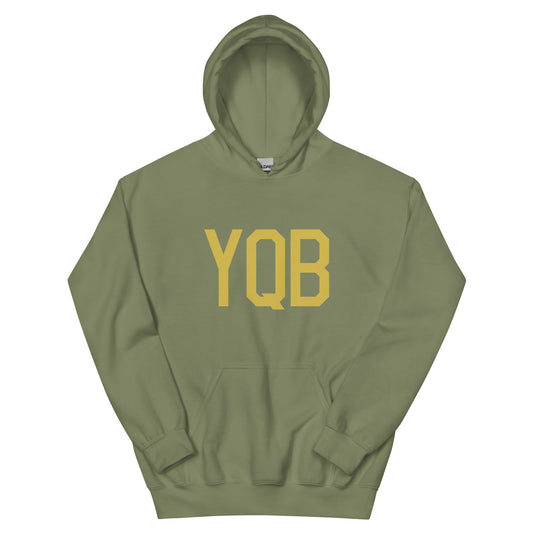 YQB Quebec City Unisex Hoodie • Air Force Lettering in Old Gold • YHM Designs - Image 02
