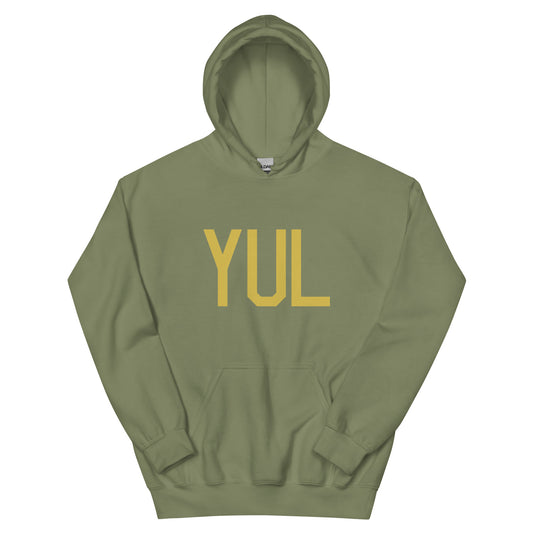 YUL Montreal Unisex Hoodie • Air Force Lettering in Old Gold • YHM Designs - Image 02