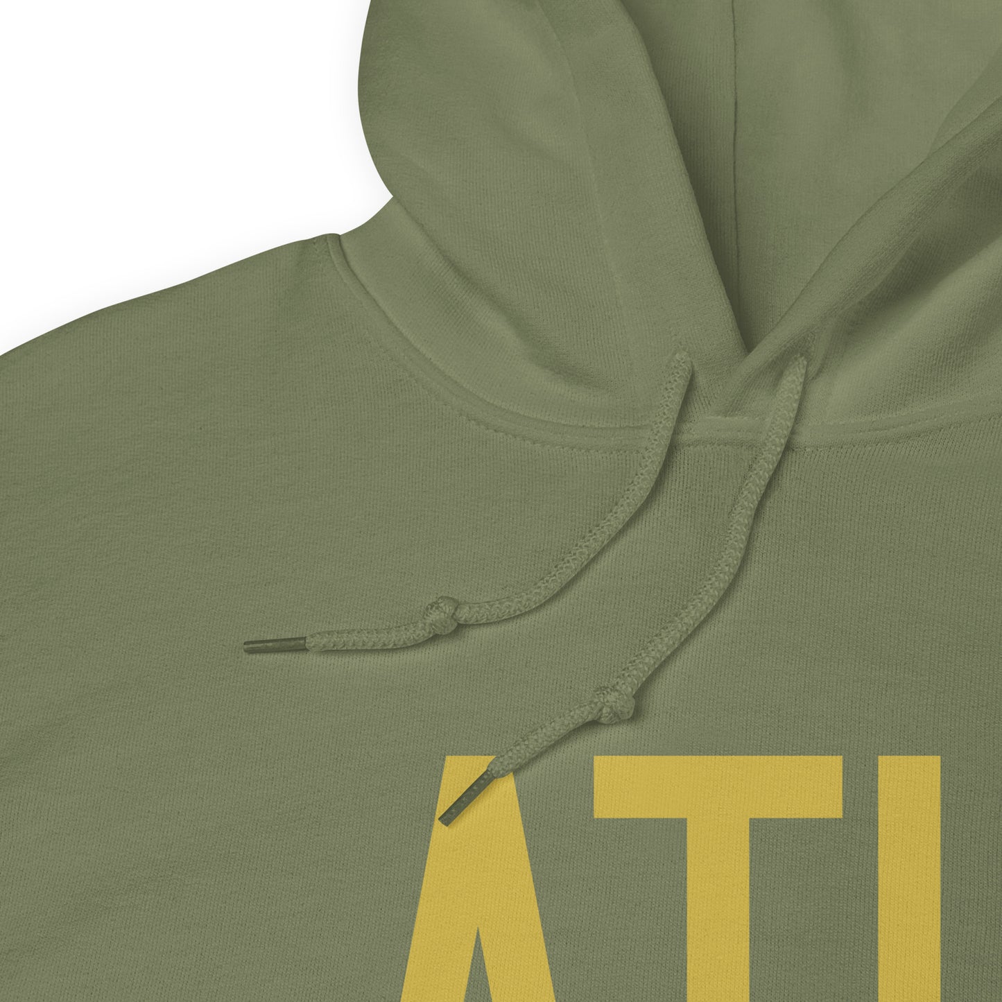 ATL Atlanta Unisex Hoodie • Air Force Lettering in Old Gold • YHM Designs - Image 08
