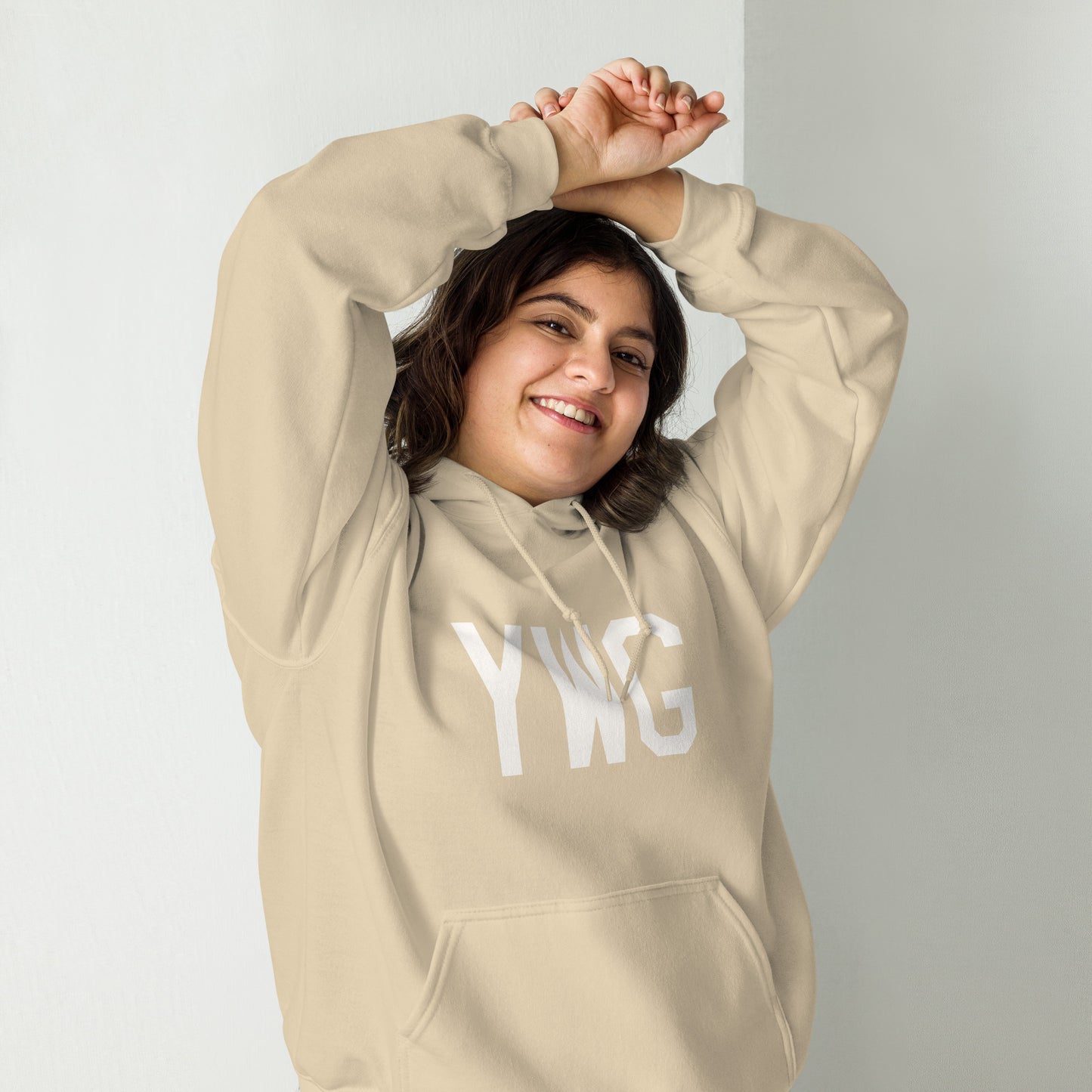 Unisex Hoodie - White Graphic • YWG Winnipeg • YHM Designs - Image 03