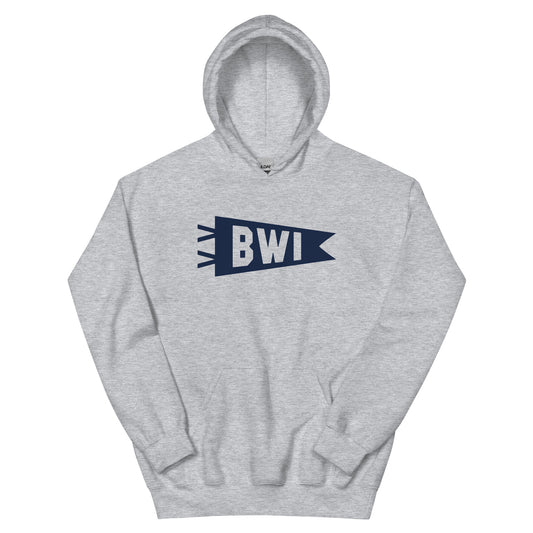 BWI Baltimore Unisex Hoodie • Banner Design in Navy Blue • YHM Designs - Image 02