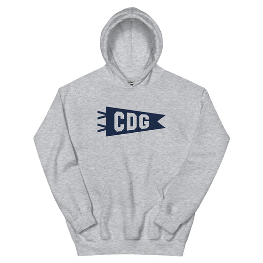 Airport Code Unisex Hoodie - Navy Blue Graphic • CDG Paris • YHM Designs - Image 02