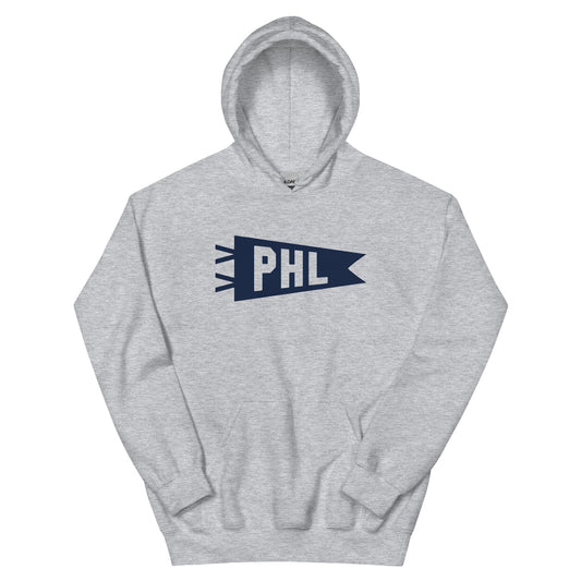 PHL Philadelphia Unisex Hoodie • Banner Design in Navy Blue • YHM Designs - Image 02