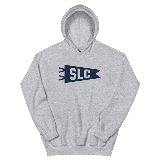 Airport Code Unisex Hoodie - Navy Blue Graphic • SLC Salt Lake City • YHM Designs - Image 02