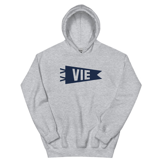 Airport Code Unisex Hoodie - Navy Blue Graphic • VIE Vienna • YHM Designs - Image 02