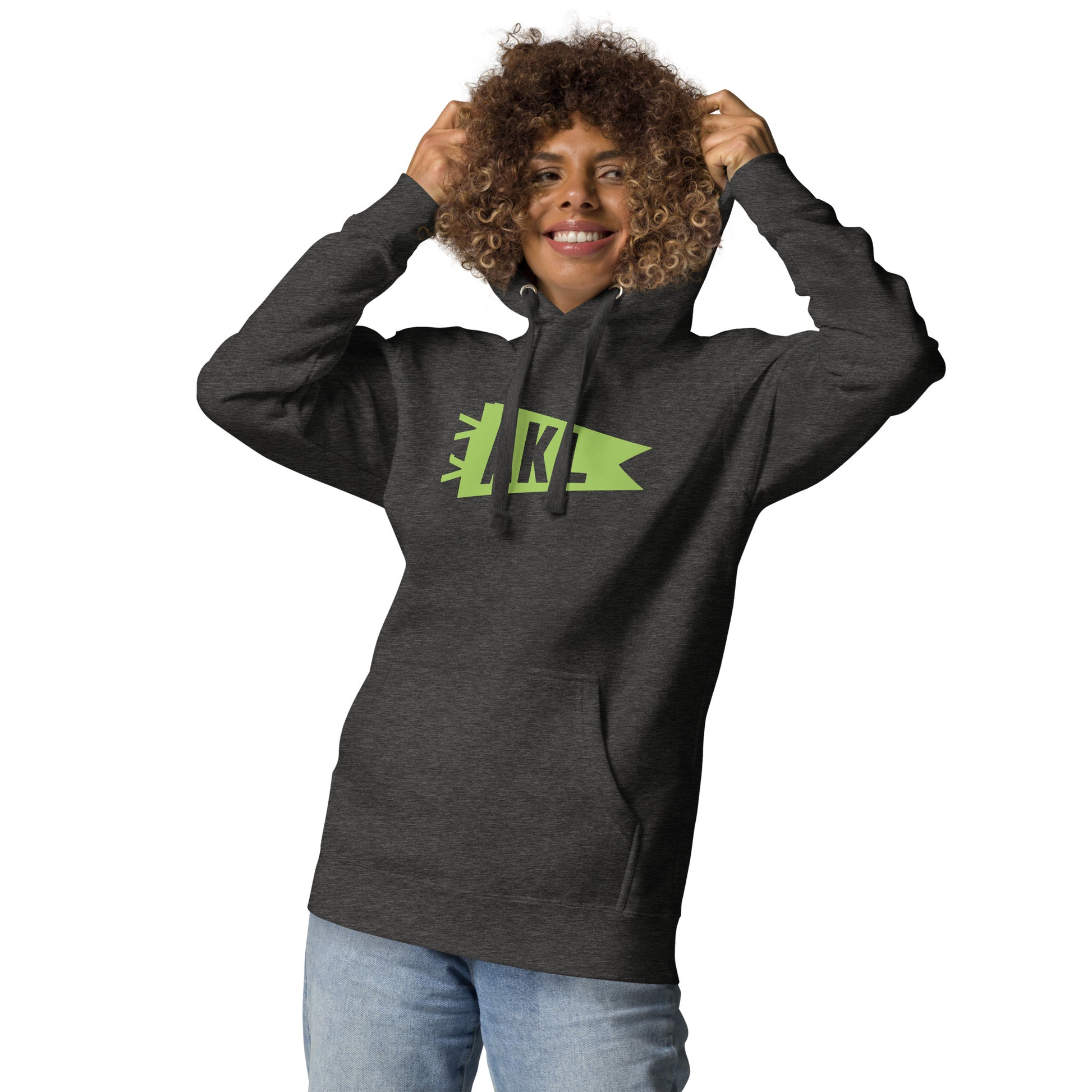 Airport Code Premium Hoodie - Green Graphic • AKL Auckland • YHM Designs - Image 05