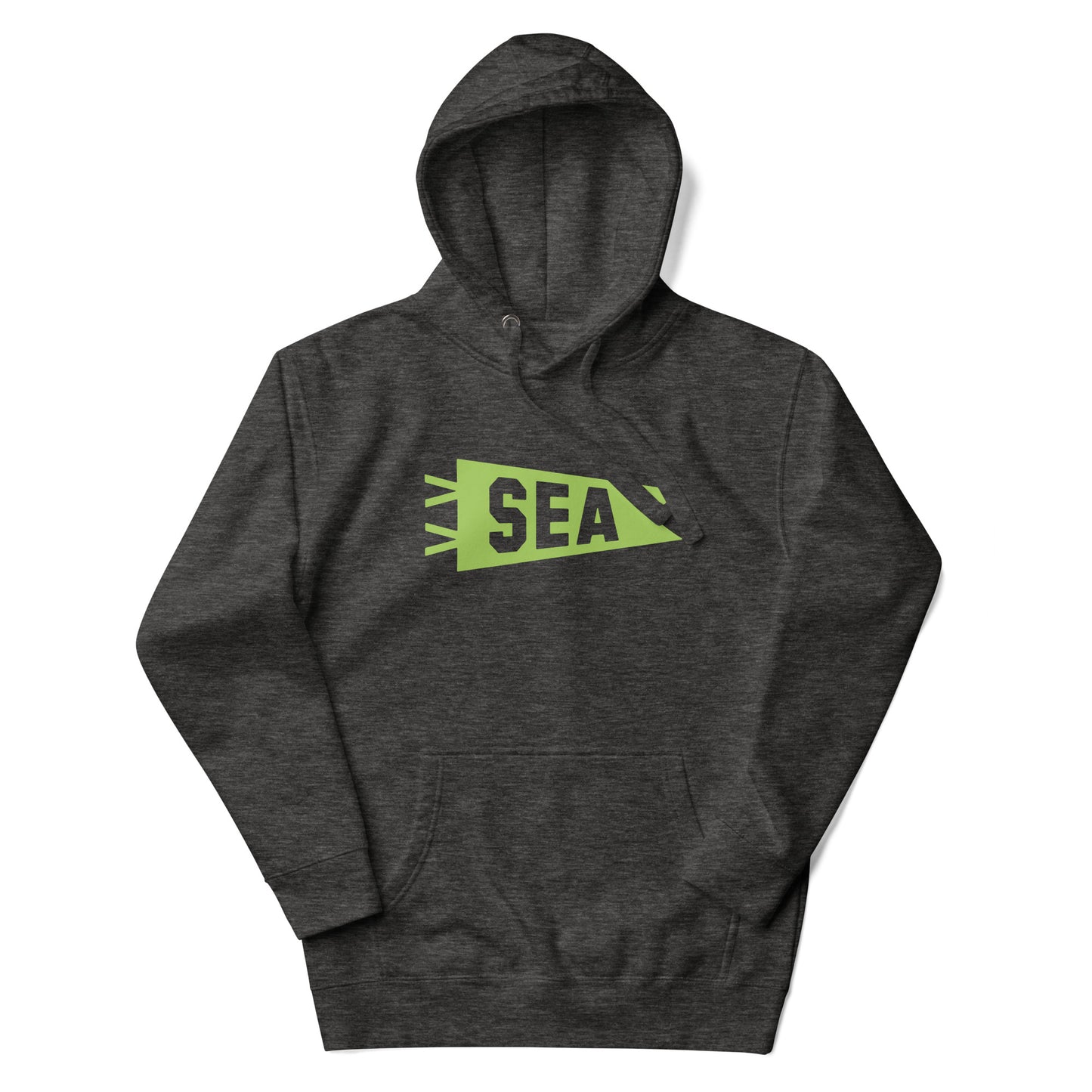 Airport Code Premium Hoodie - Green Graphic • SEA Seattle • YHM Designs - Image 11