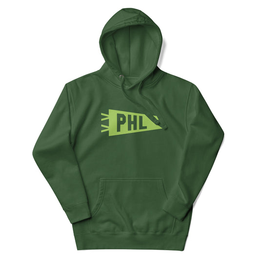 Airport Code Premium Hoodie - Green Graphic • PHL Philadelphia • YHM Designs - Image 01