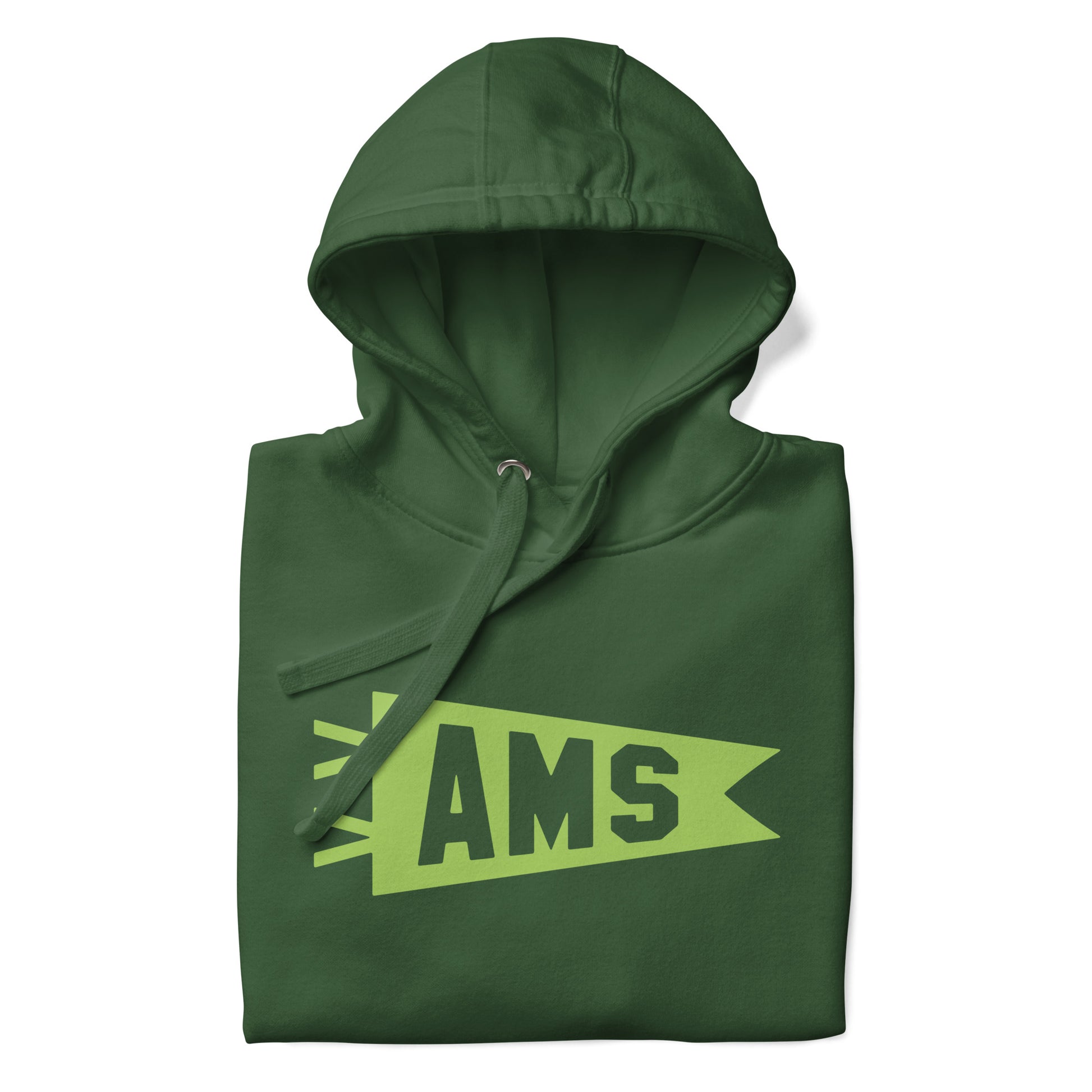 Airport Code Premium Hoodie - Green Graphic • AMS Amsterdam • YHM Designs - Image 08