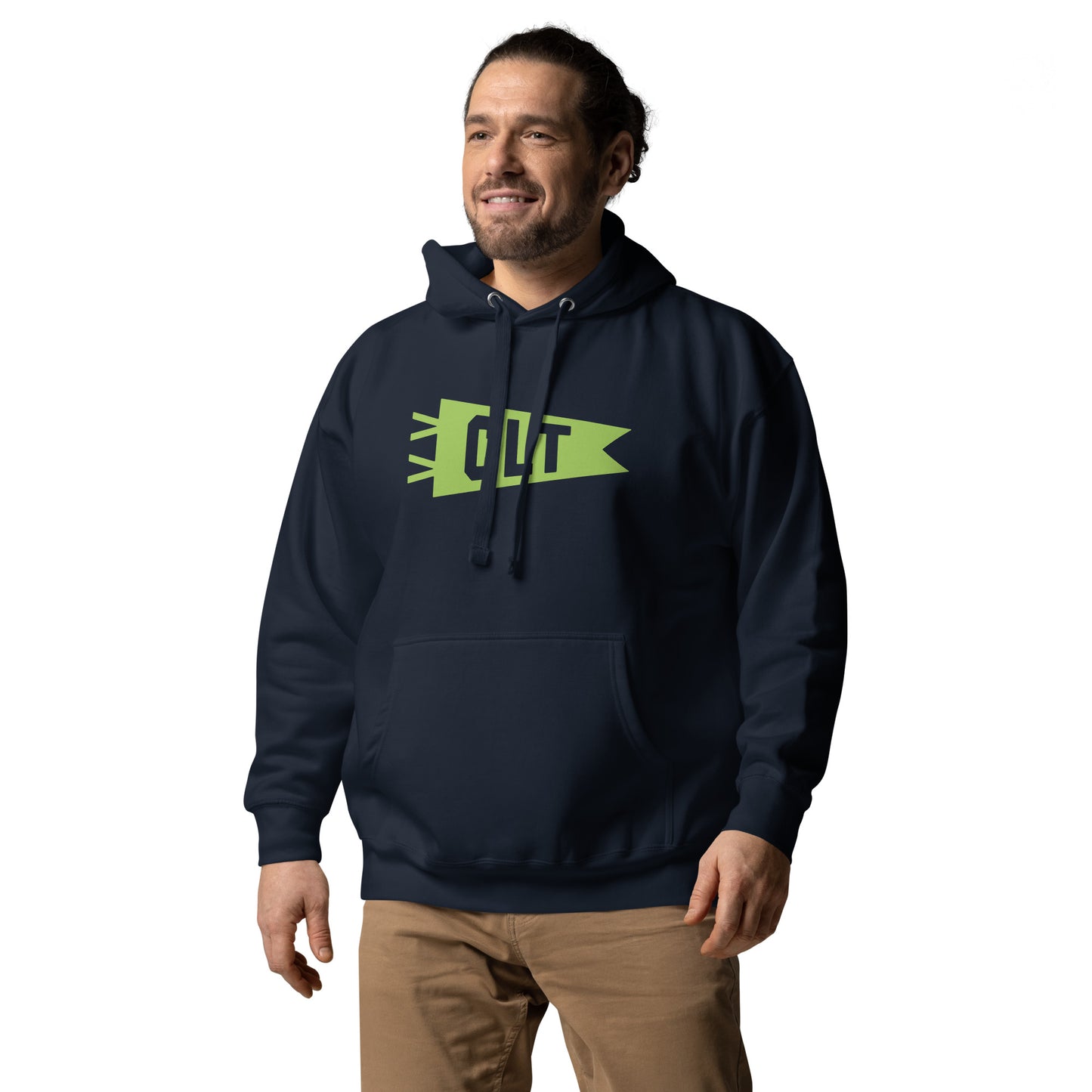 Airport Code Premium Hoodie - Green Graphic • CLT Charlotte • YHM Designs - Image 02