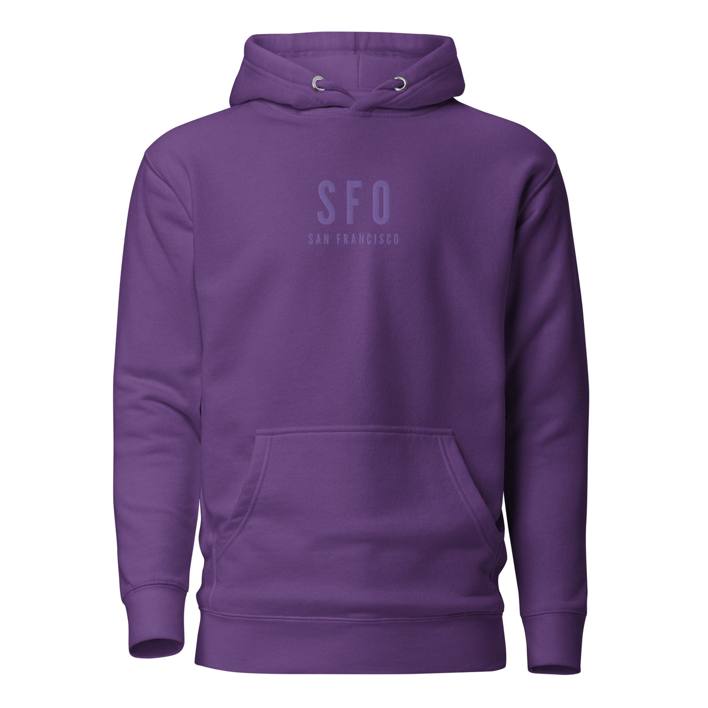 Embroidered Premium Hoodie - Monochrome • SFO San Francisco • YHM Designs - Image 06