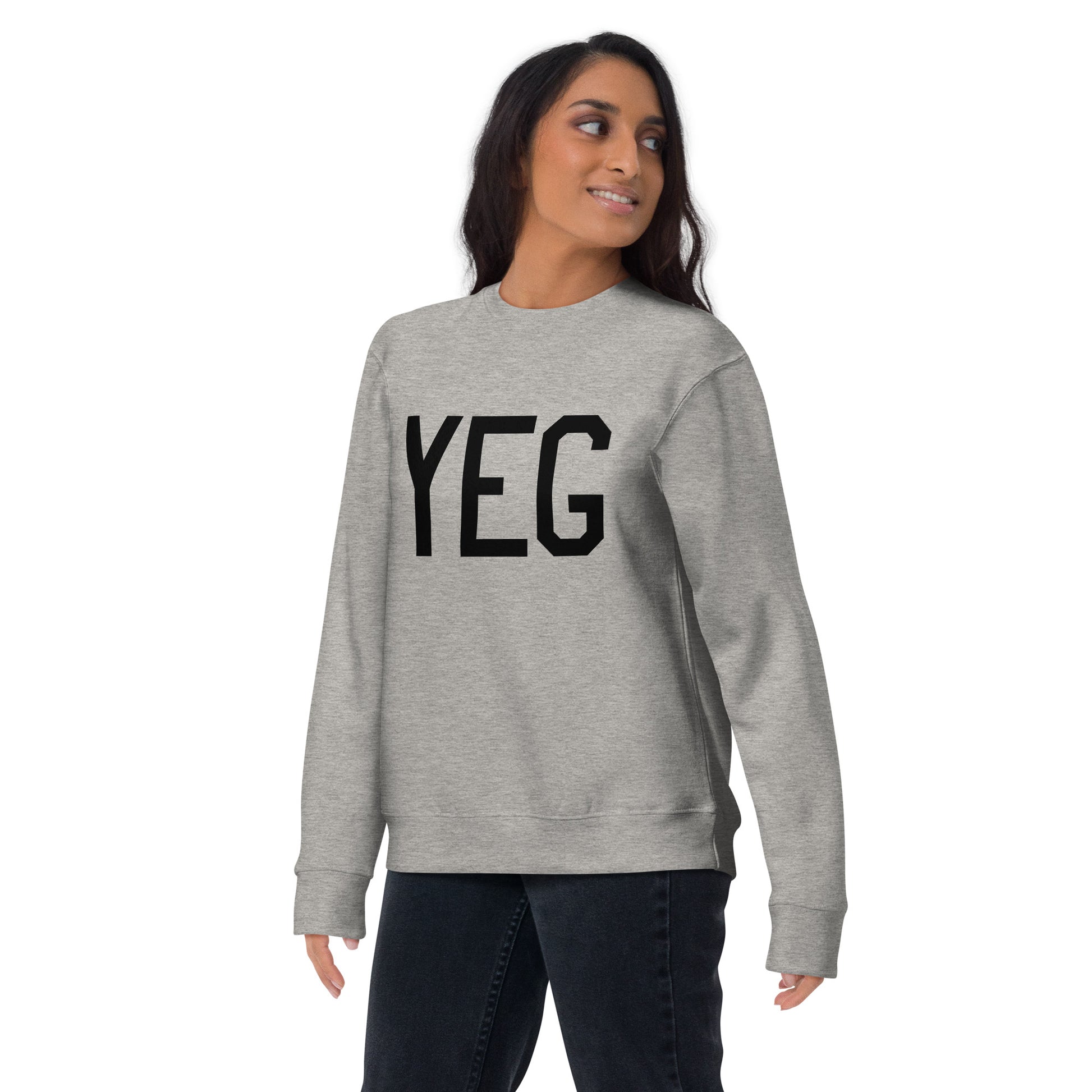 YEG Edmonton Premium Sweatshirt • Air Force Lettering in Black • YHM Designs - Image 05