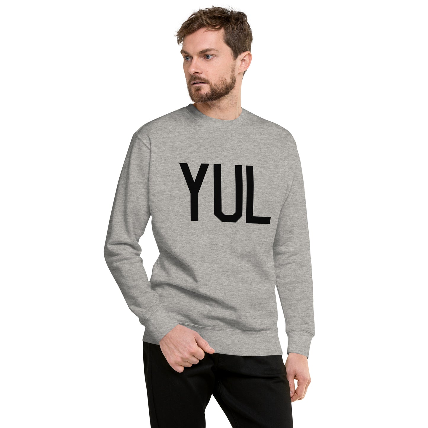 YUL Montreal Premium Sweatshirt • Air Force Lettering in Black • YHM Designs - Image 01