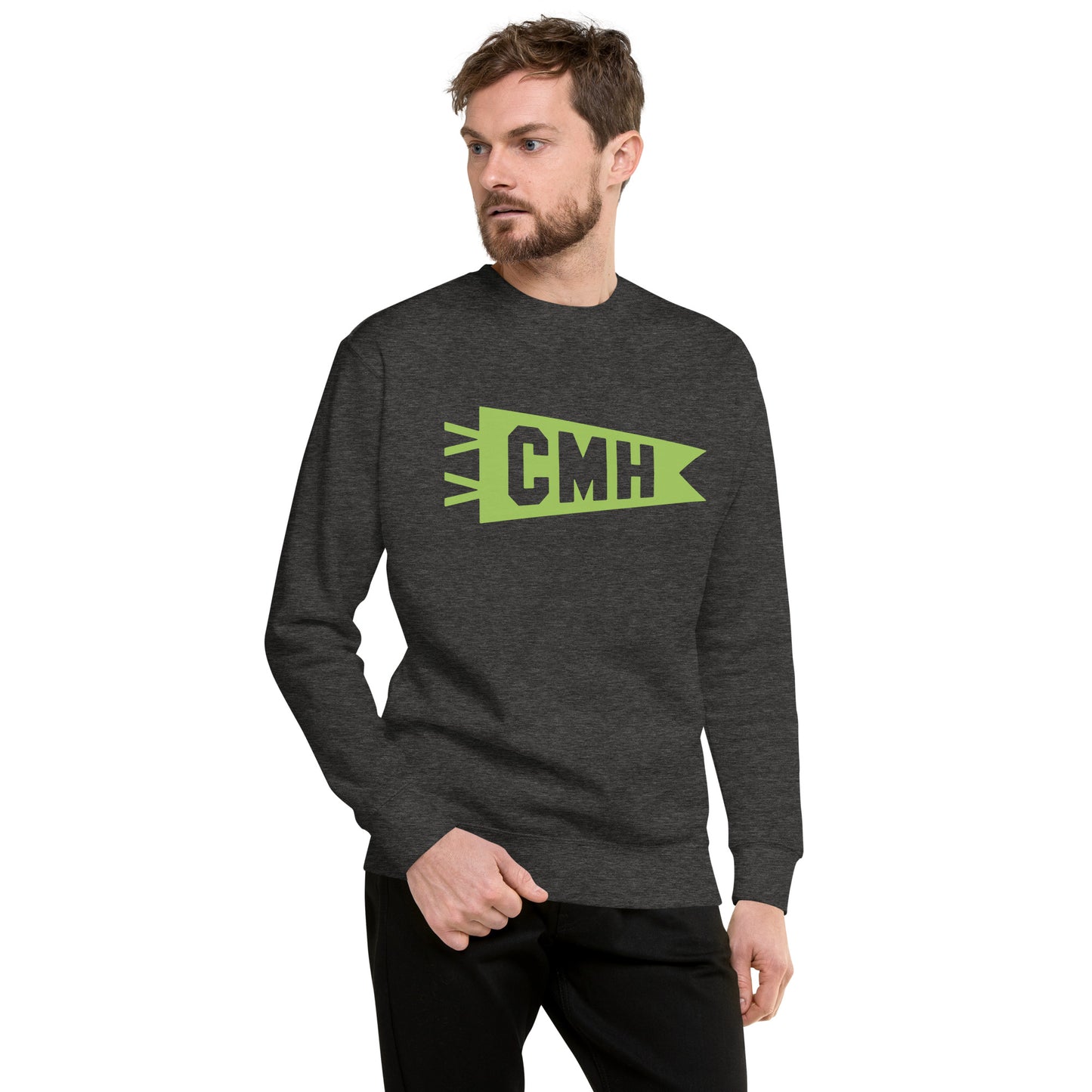 Airport Code Premium Sweatshirt - Green Graphic • CMH Columbus • YHM Designs - Image 10