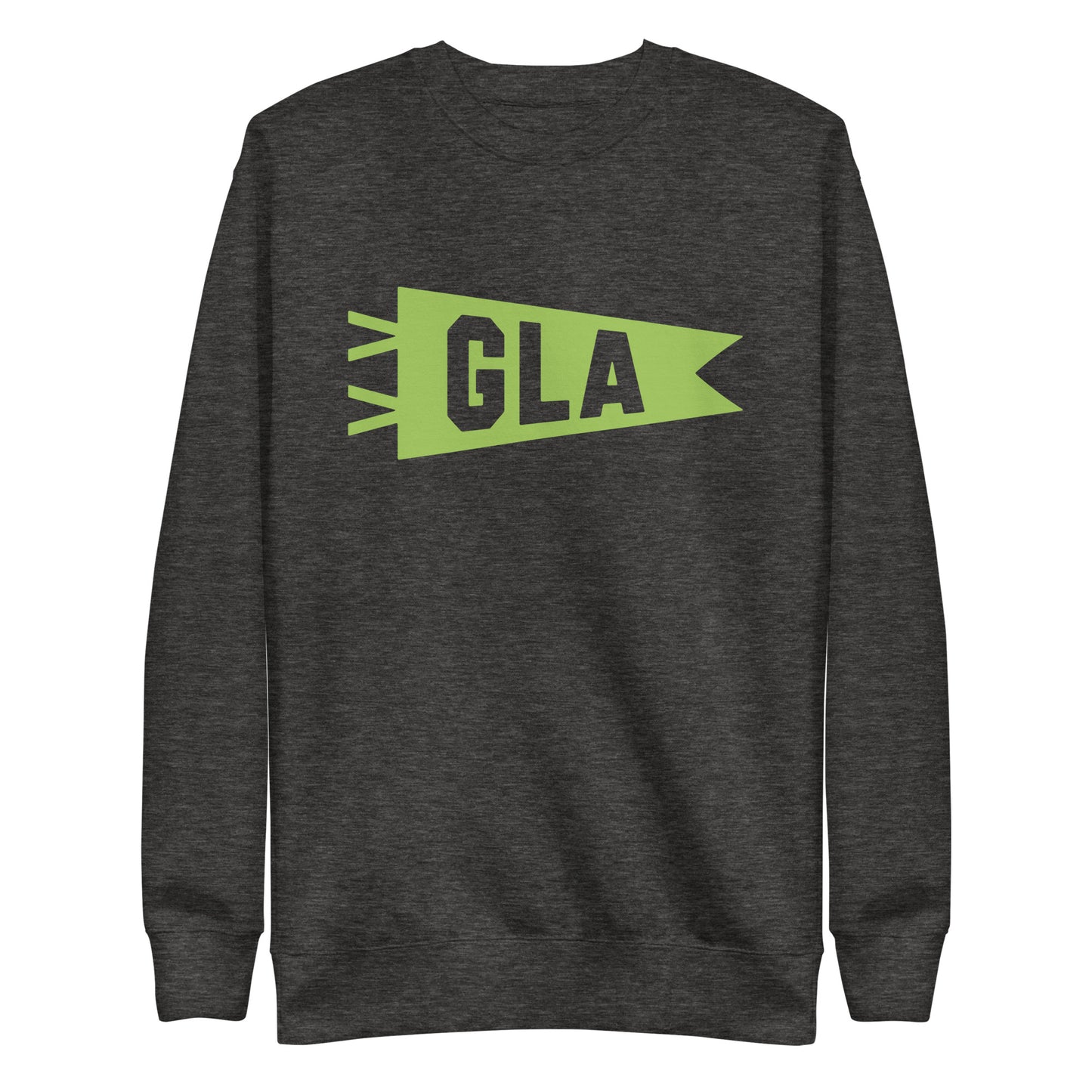 Airport Code Premium Sweatshirt - Green Graphic • GLA Glasgow • YHM Designs - Image 02