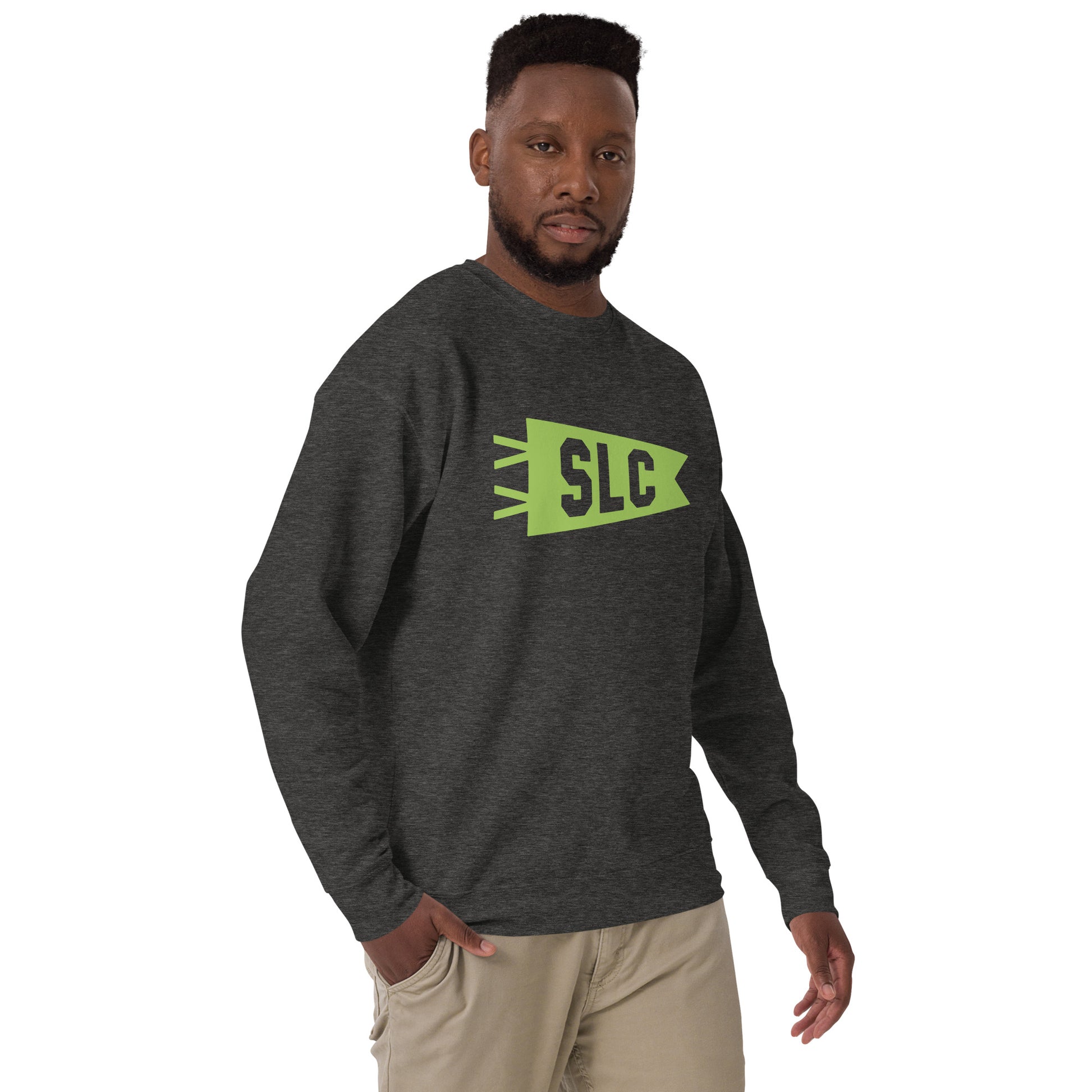 Airport Code Premium Sweatshirt - Green Graphic • SLC Salt Lake City • YHM Designs - Image 07