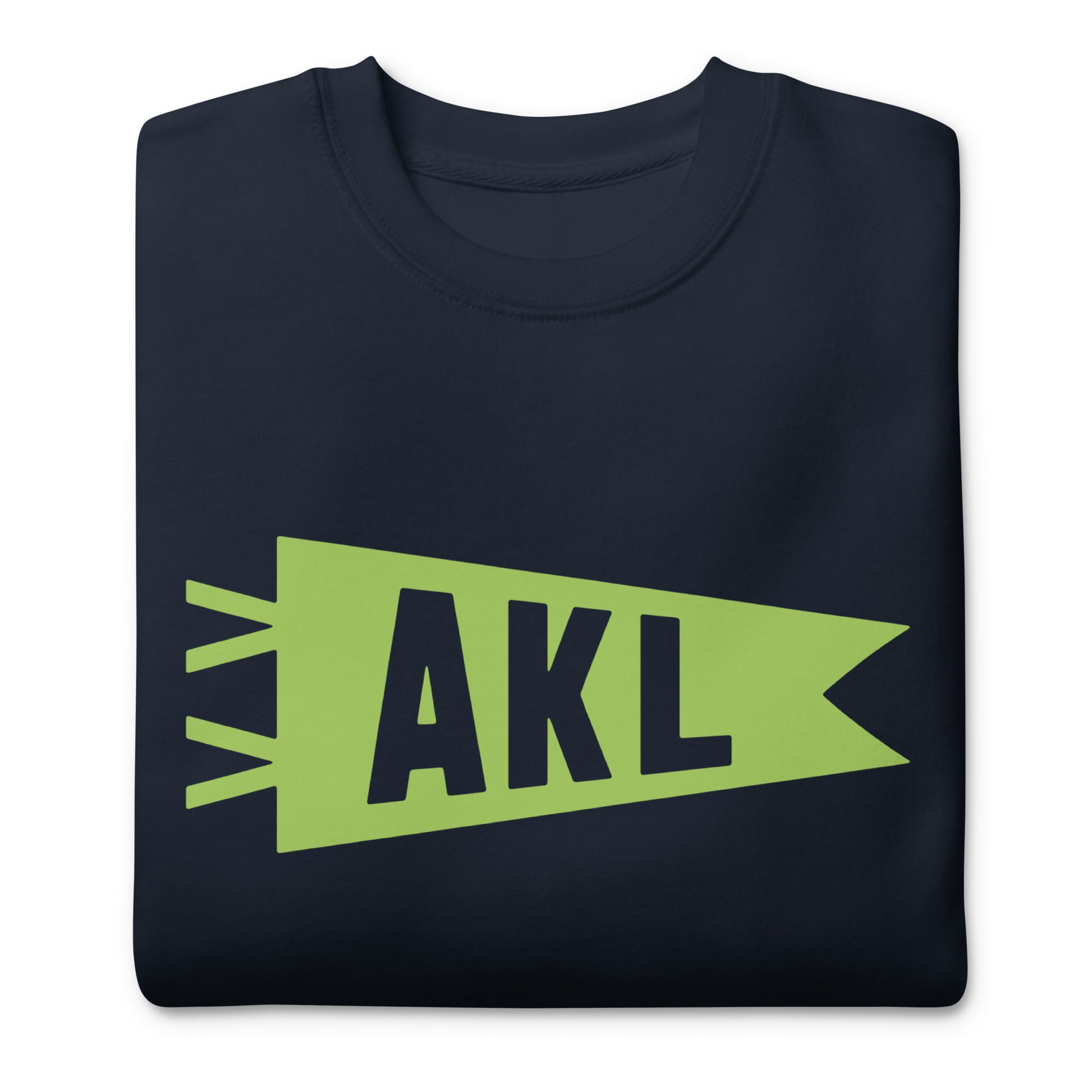 Airport Code Premium Sweatshirt - Green Graphic • AKL Auckland • YHM Designs - Image 03