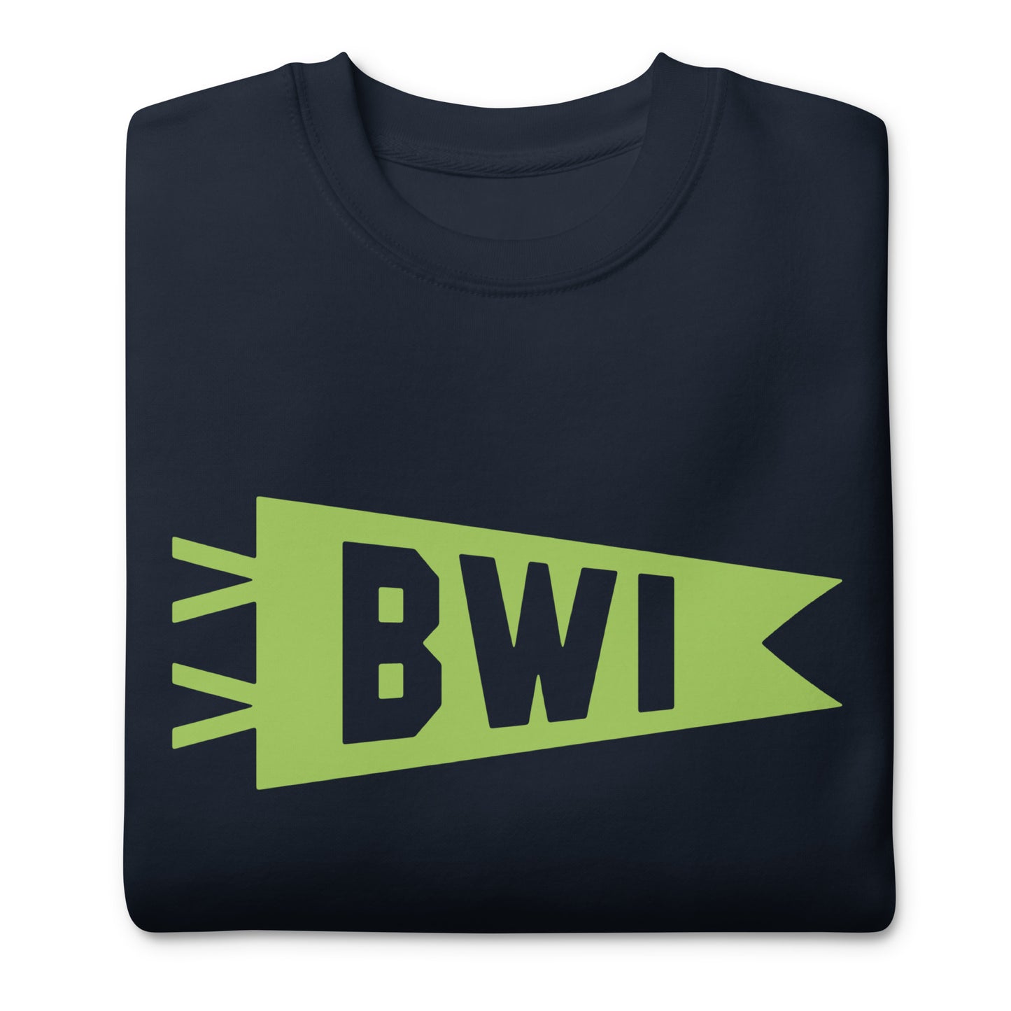 BWI Baltimore Premium Sweatshirt • Banner Design in Green • YHM Designs - Image 03