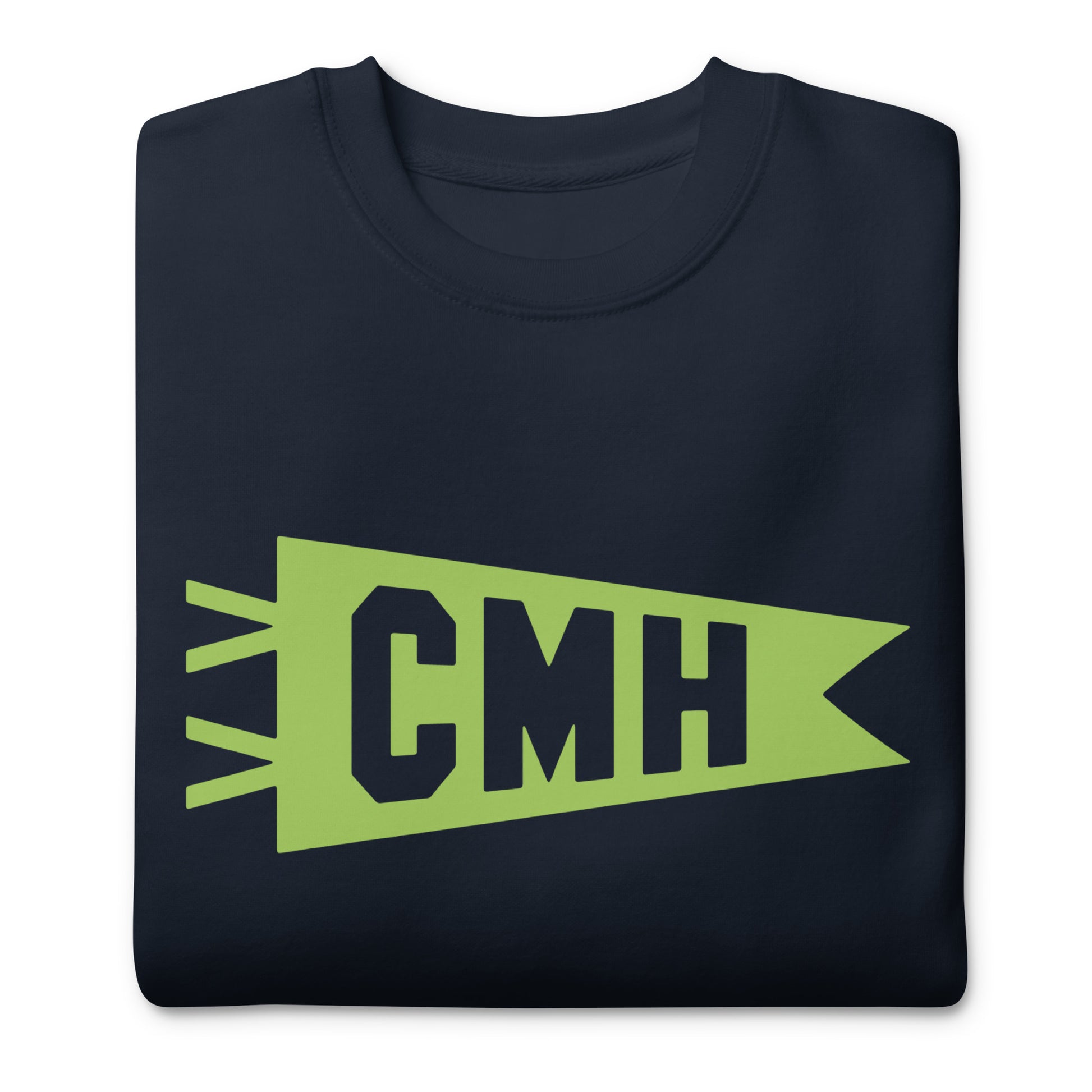 Airport Code Premium Sweatshirt - Green Graphic • CMH Columbus • YHM Designs - Image 03