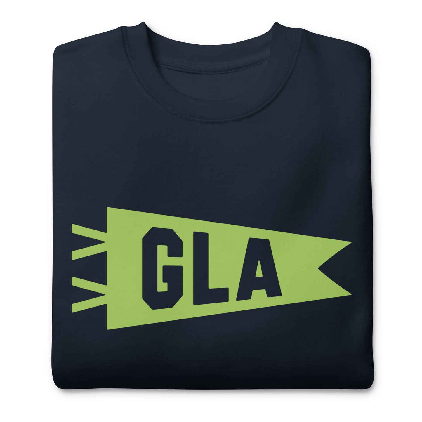 Airport Code Premium Sweatshirt - Green Graphic • GLA Glasgow • YHM Designs - Image 03