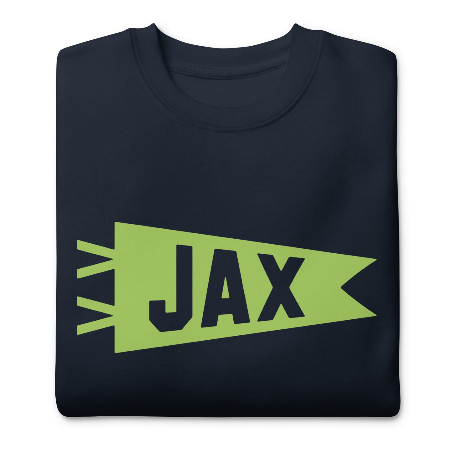 JAX Jacksonville Premium Sweatshirt • Banner Design in Green • YHM Designs - Image 03