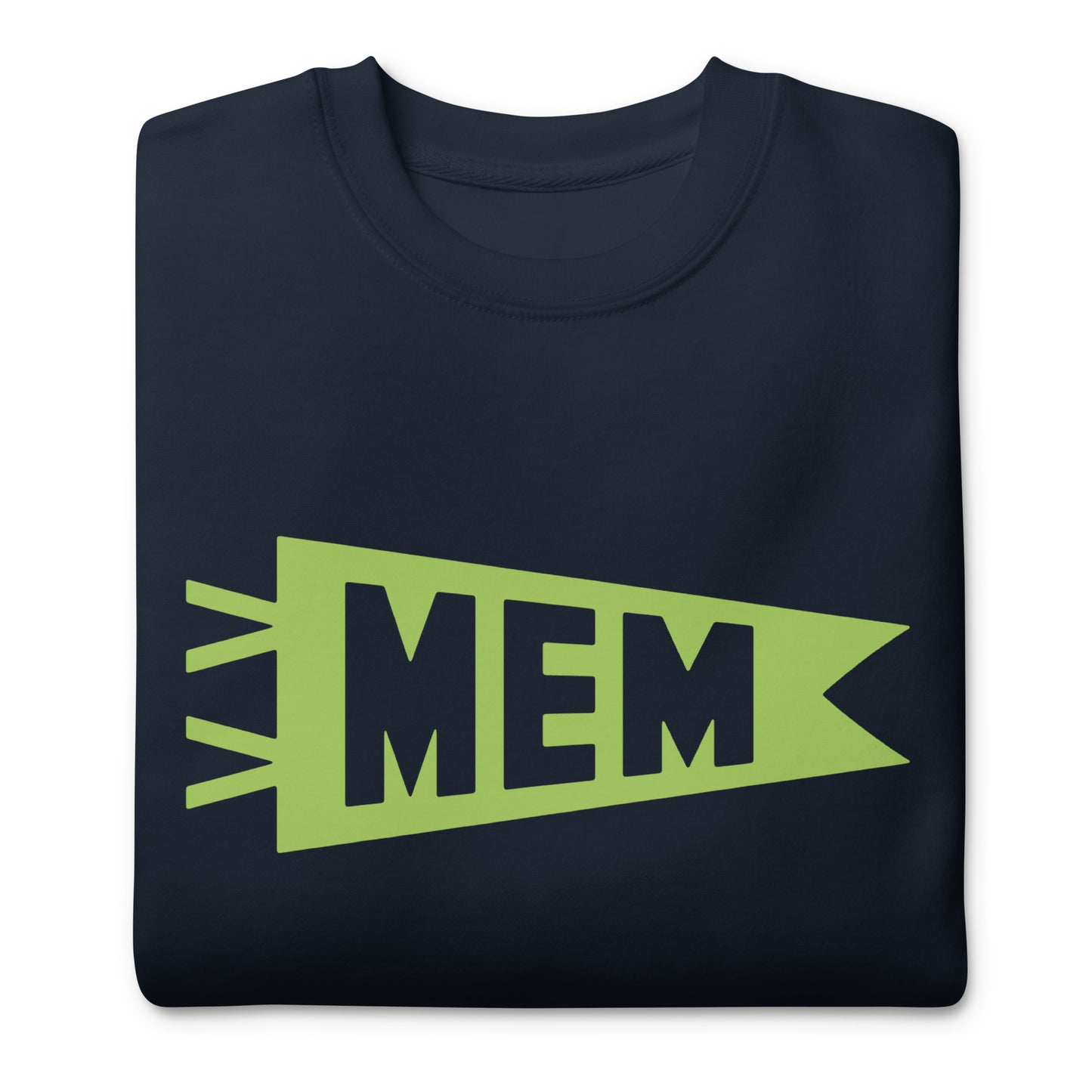MEM Memphis Premium Sweatshirt • Banner Design in Green • YHM Designs - Image 03