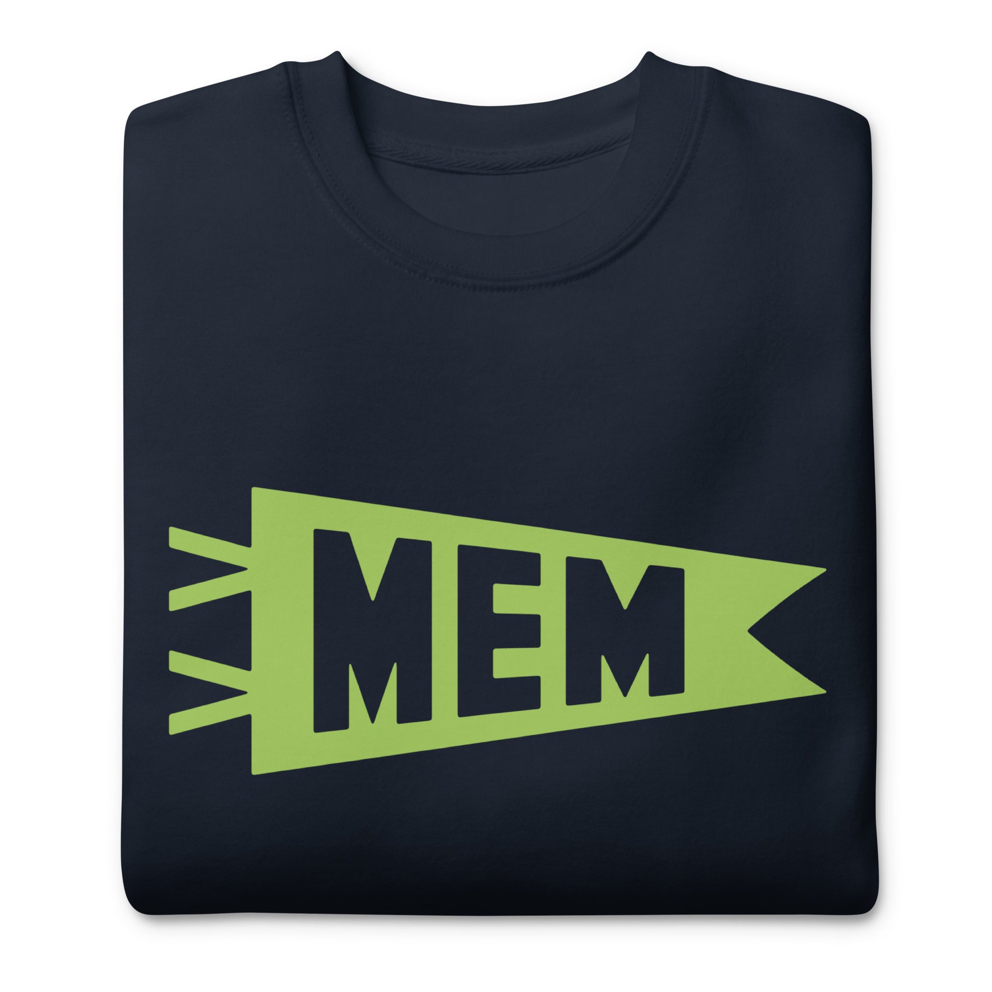MEM Memphis Premium Sweatshirt • Banner Design in Green • YHM Designs - Image 03