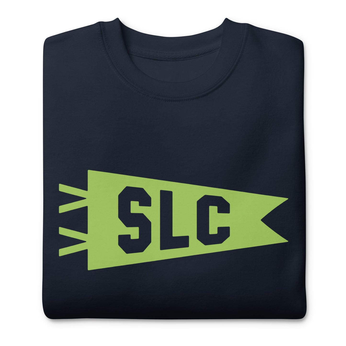 Airport Code Premium Sweatshirt - Green Graphic • SLC Salt Lake City • YHM Designs - Image 03