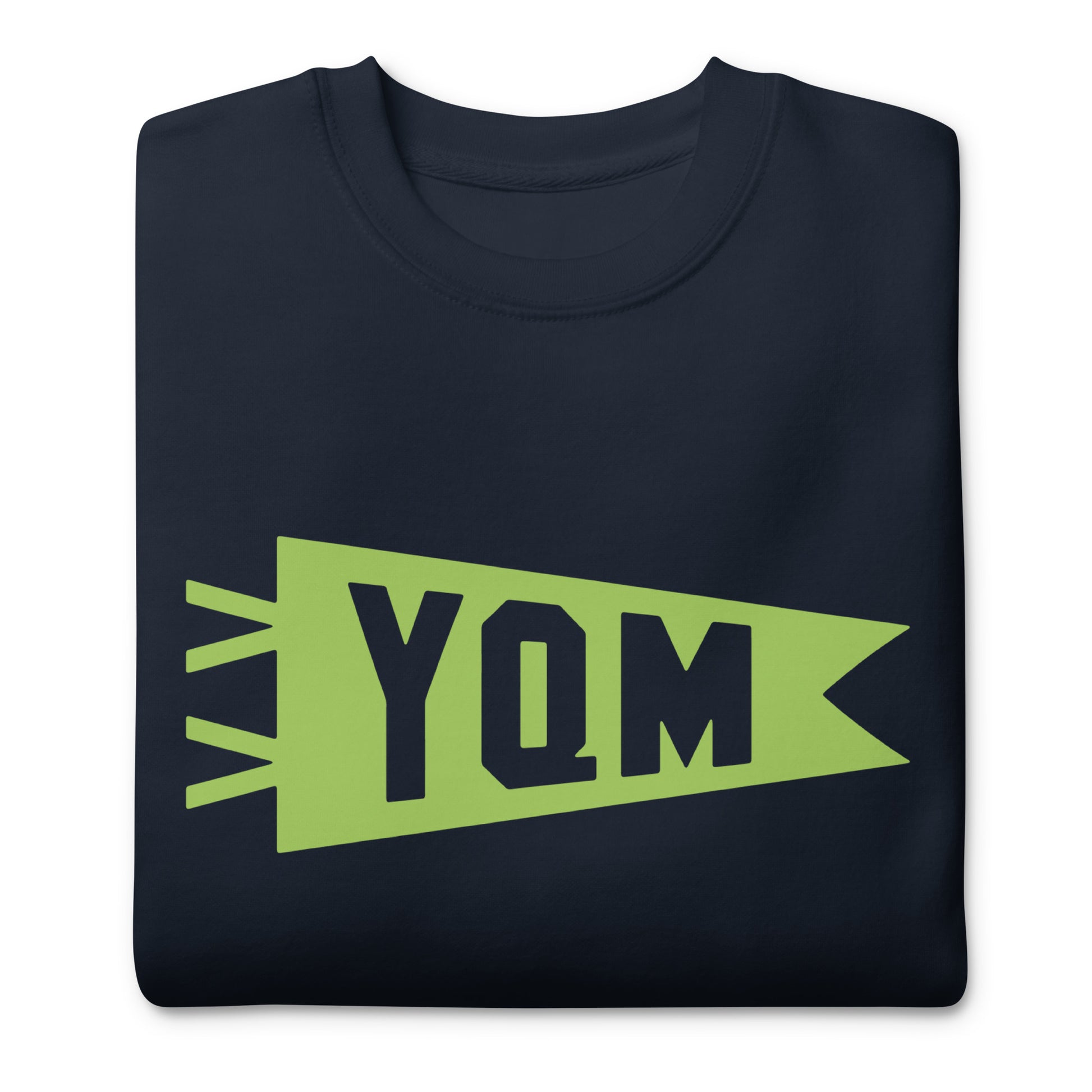YQM Moncton Premium Sweatshirt • Banner Design in Green • YHM Designs - Image 03