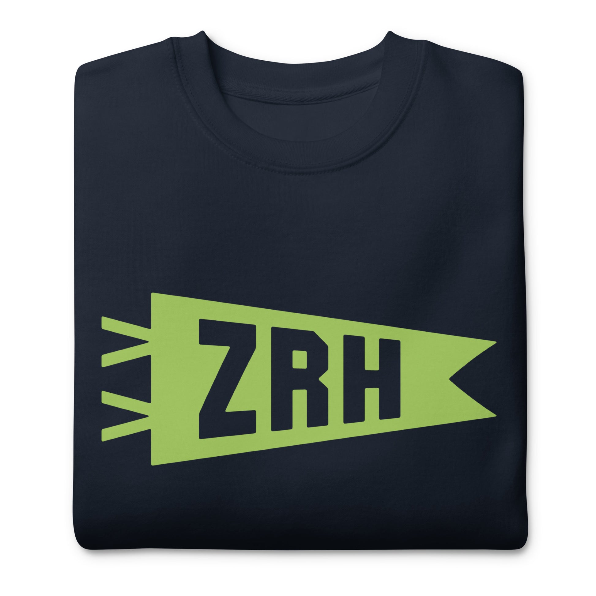 ZRH Zurich Premium Sweatshirt • Banner Design in Green • YHM Designs - Image 03