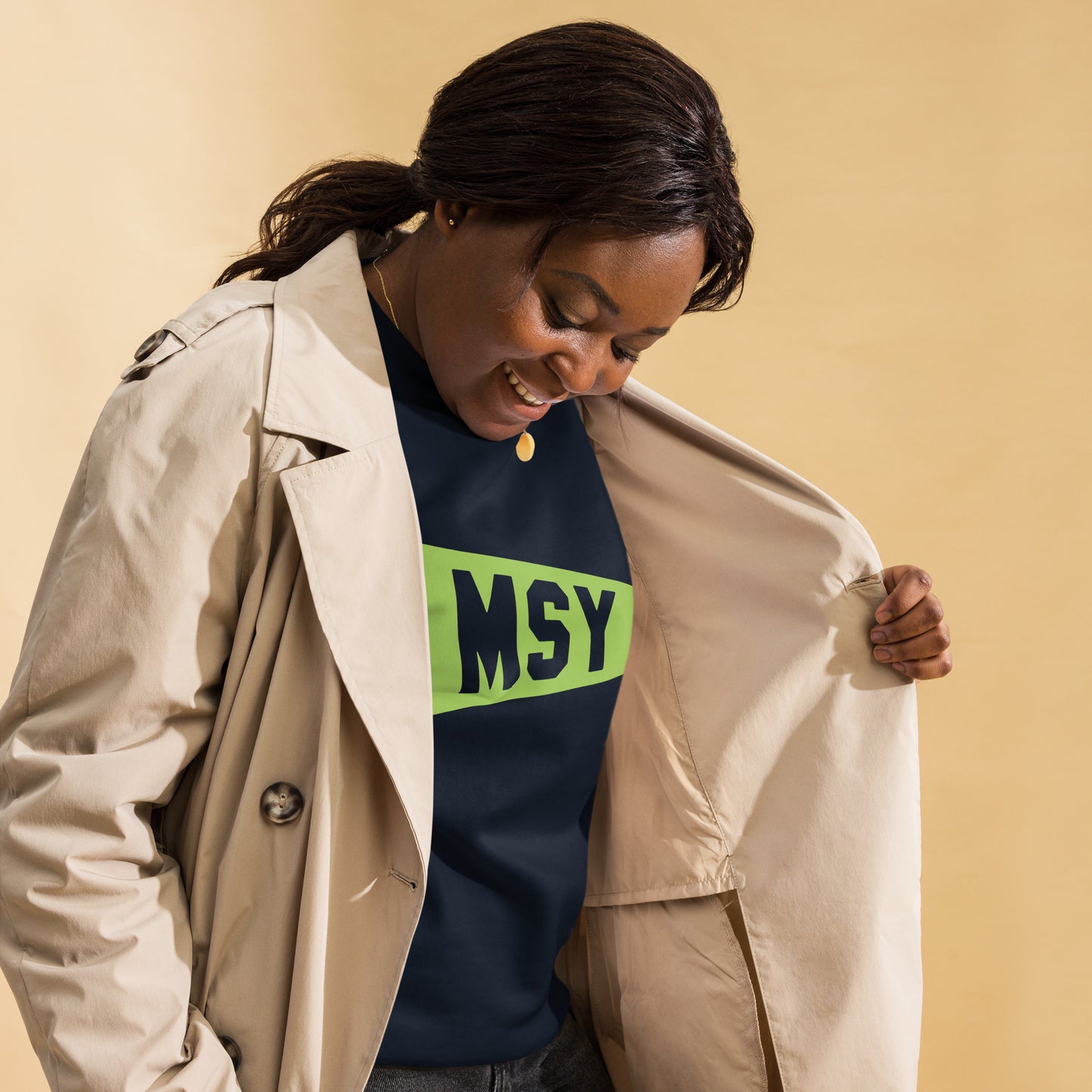 Airport Code Premium Sweatshirt - Green Graphic • MSY New Orleans • YHM Designs - Image 05