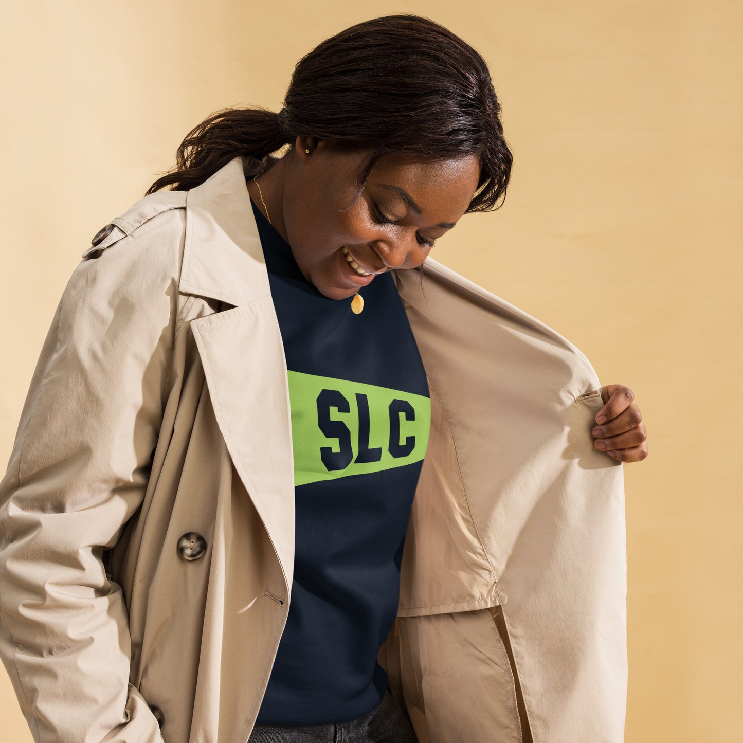 Airport Code Premium Sweatshirt - Green Graphic • SLC Salt Lake City • YHM Designs - Image 05