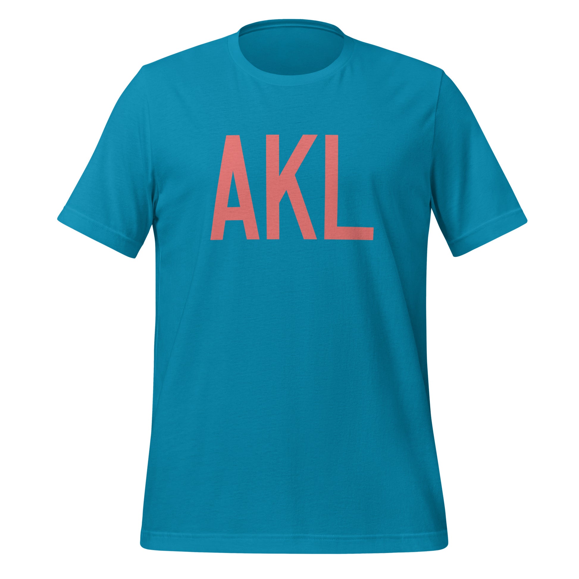 AKL Auckland Unisex T-Shirt • Air Force Lettering in Salmon Pink • YHM Designs - Image 06