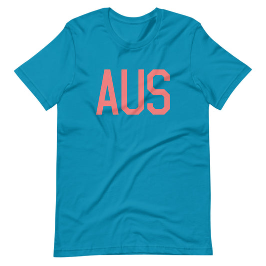 AUS Austin Unisex T-Shirt • Air Force Lettering in Salmon Pink • YHM Designs - Image 02