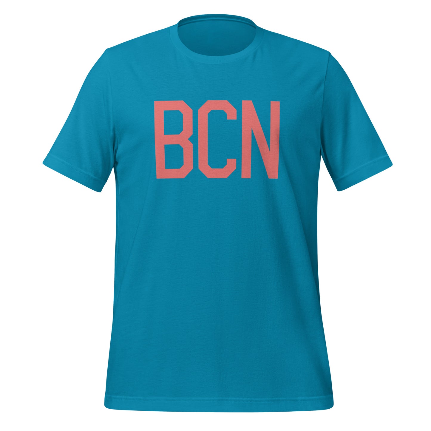 BCN Barcelona Unisex T-Shirt • Air Force Lettering in Salmon Pink • YHM Designs - Image 06