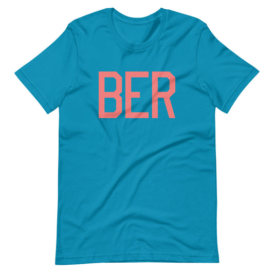 BER Berlin Unisex T-Shirt • Air Force Lettering in Salmon Pink • YHM Designs - Image 02