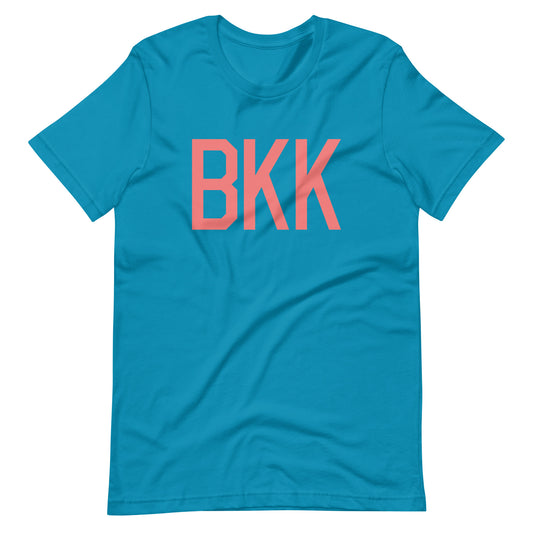 BKK Bangkok Unisex T-Shirt • Air Force Lettering in Salmon Pink • YHM Designs - Image 02