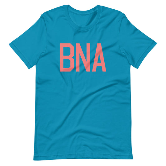 BNA Nashville Unisex T-Shirt • Air Force Lettering in Salmon Pink • YHM Designs - Image 02