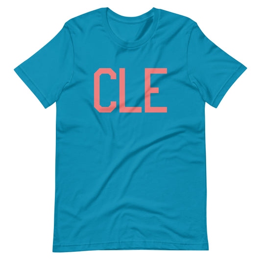 CLE Cleveland Unisex T-Shirt • Air Force Lettering in Salmon Pink • YHM Designs - Image 02
