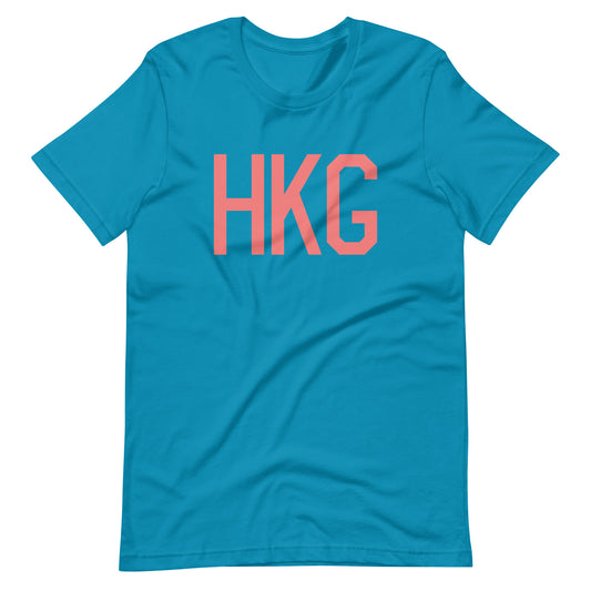 HKG Hong Kong Unisex T-Shirt • Air Force Lettering in Salmon Pink • YHM Designs - Image 02