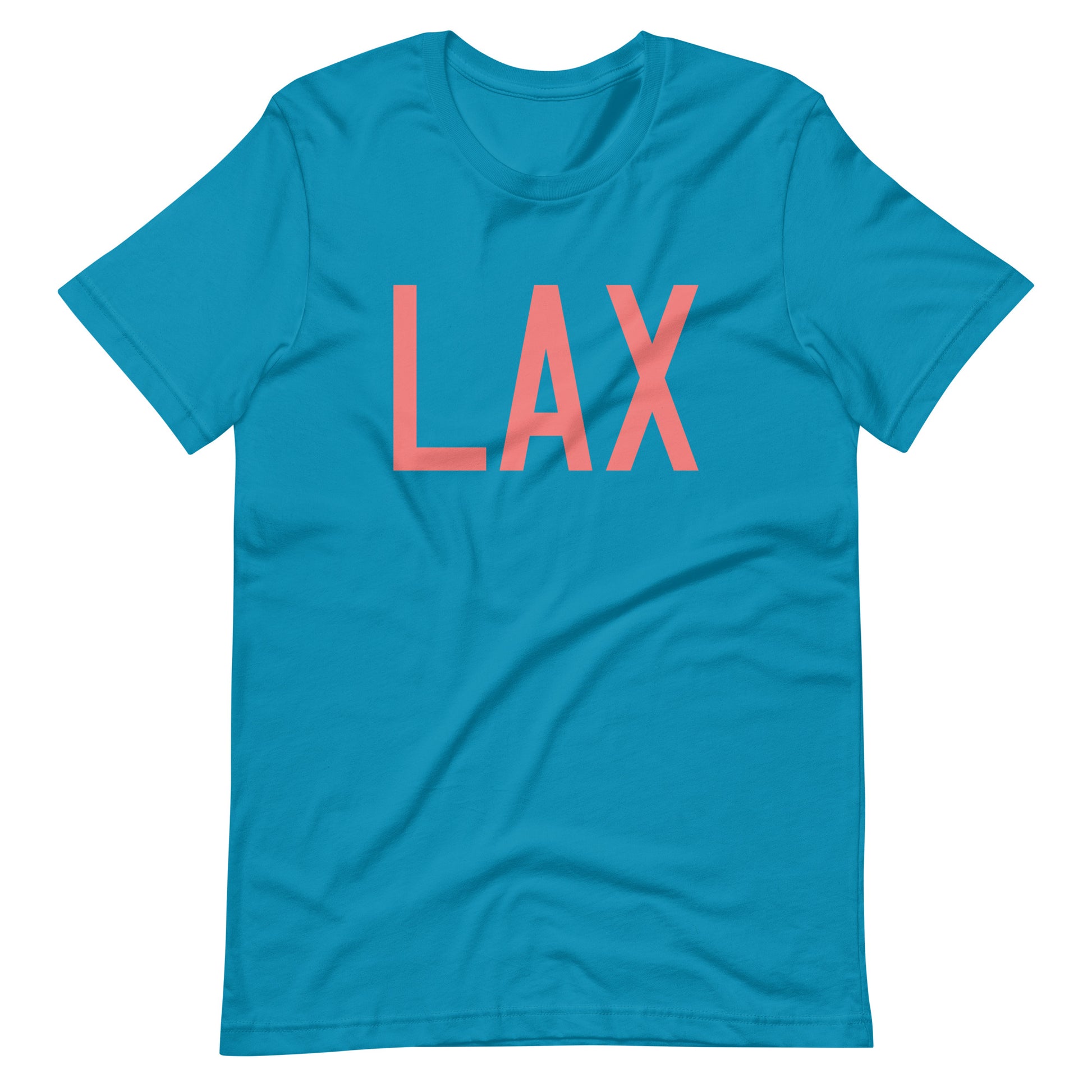 LAX Los Angeles Unisex T-Shirt • Air Force Lettering in Salmon Pink • YHM Designs - Image 02
