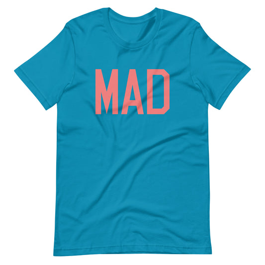 MAD Madrid Unisex T-Shirt • Air Force Lettering in Salmon Pink • YHM Designs - Image 02