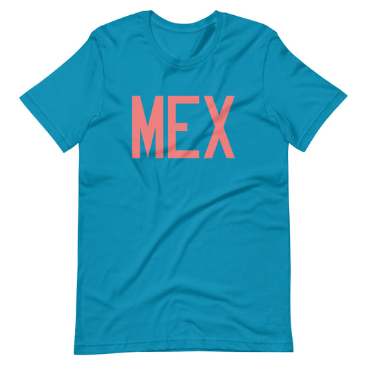 MEX Mexico City Unisex T-Shirt • Air Force Lettering in Salmon Pink • YHM Designs - Image 02