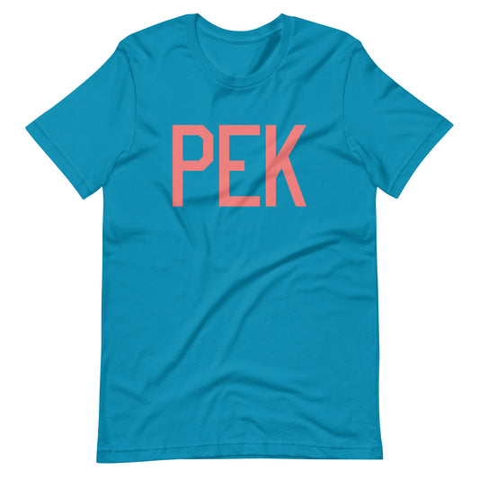 PEK Beijing Unisex T-Shirt • Air Force Lettering in Salmon Pink • YHM Designs - Image 02