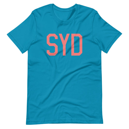SYD Sydney Unisex T-Shirt • Air Force Lettering in Salmon Pink • YHM Designs - Image 02