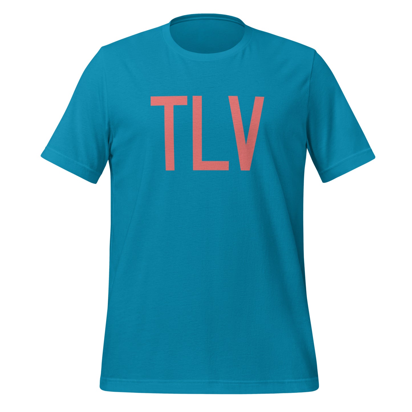 TLV Tel Aviv Unisex T-Shirt • Air Force Lettering in Salmon Pink • YHM Designs - Image 06