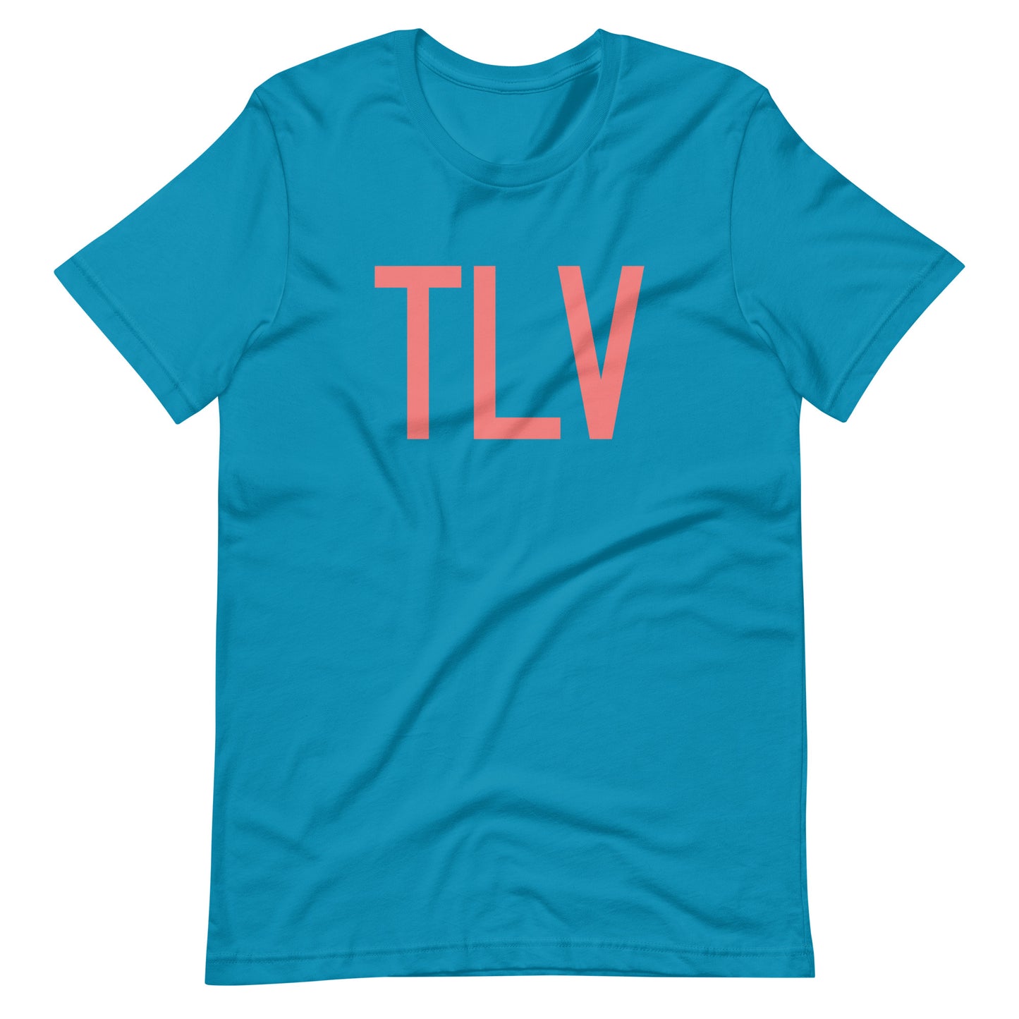 TLV Tel Aviv Unisex T-Shirt • Air Force Lettering in Salmon Pink • YHM Designs - Image 02